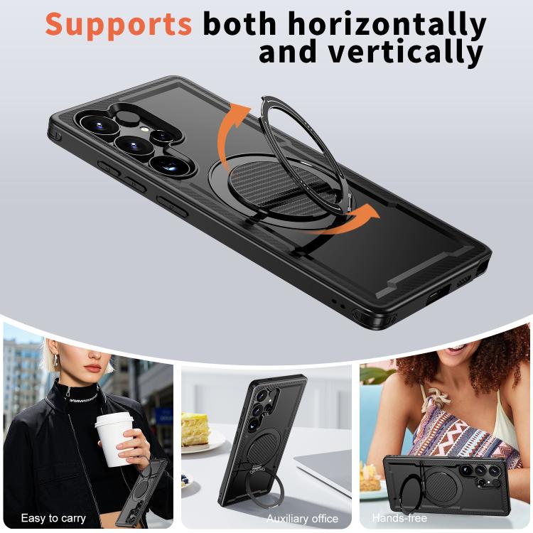 For Samsung Galaxy S24 Ultra 5G Kalebol Metal 360 Degree Rotation Holder MagSafe Phone Case