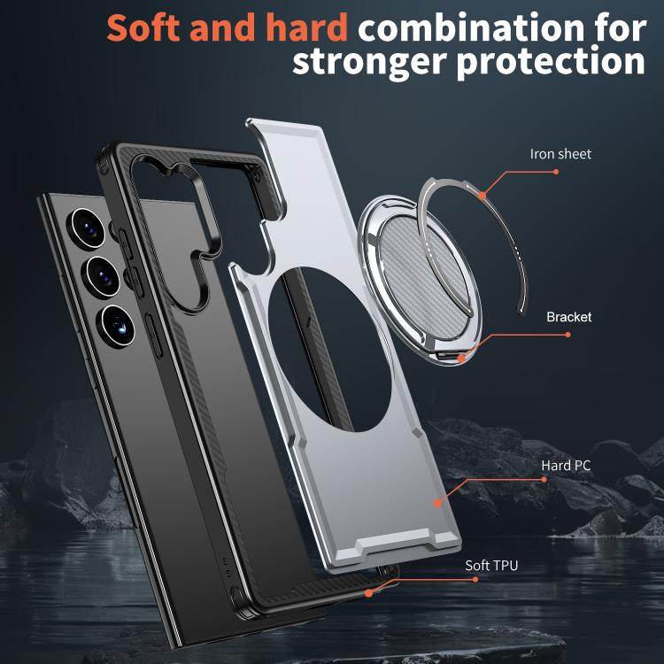 For Samsung Galaxy S24 Ultra 5G Kalebol Metal 360 Degree Rotation Holder MagSafe Phone Case