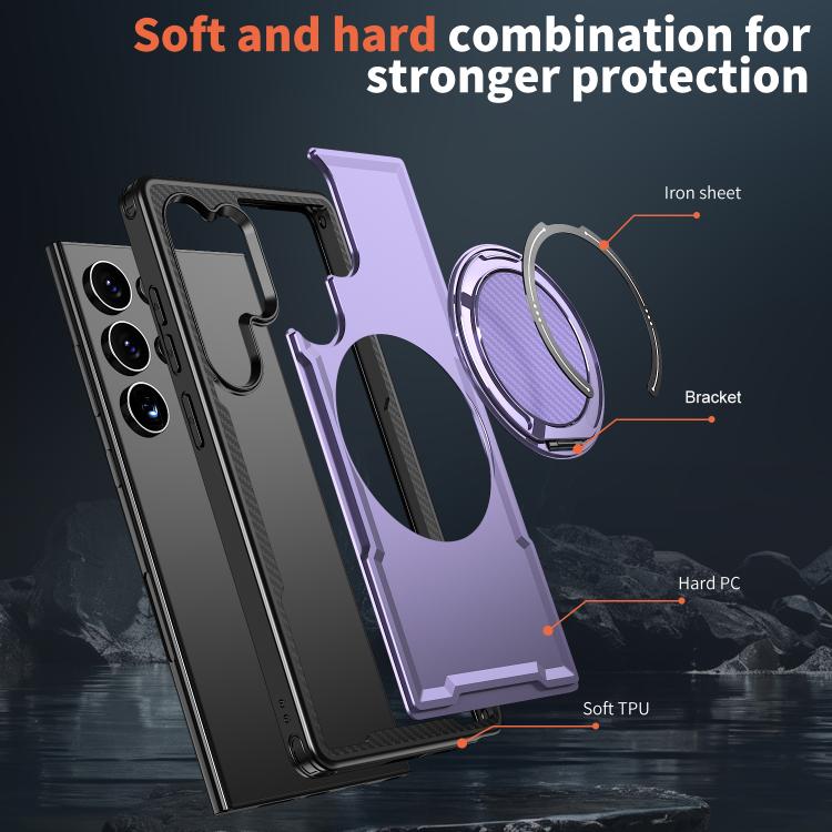 For Samsung Galaxy S24 Ultra 5G Kalebol Metal 360 Degree Rotation Holder MagSafe Phone Case