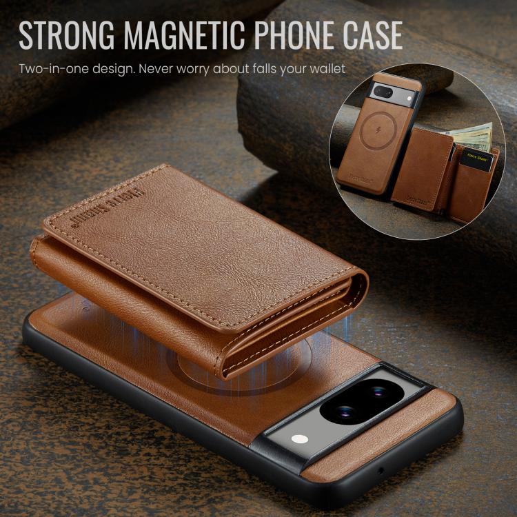 For Google Pixel 7 Fierre Shann 2 in 1 Holder RFID Card Slot Wallet MagSafe Phone Case