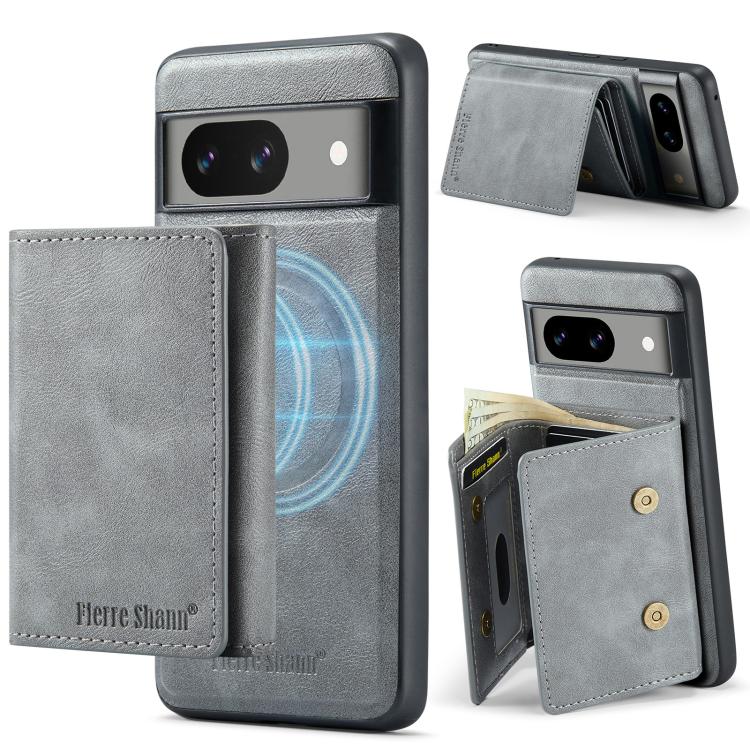 For Google Pixel 7 Fierre Shann 2 in 1 Holder RFID Card Slot Wallet MagSafe Phone Case