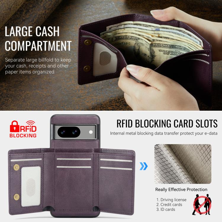 For Google Pixel 7 Fierre Shann 2 in 1 Holder RFID Card Slot Wallet MagSafe Phone Case