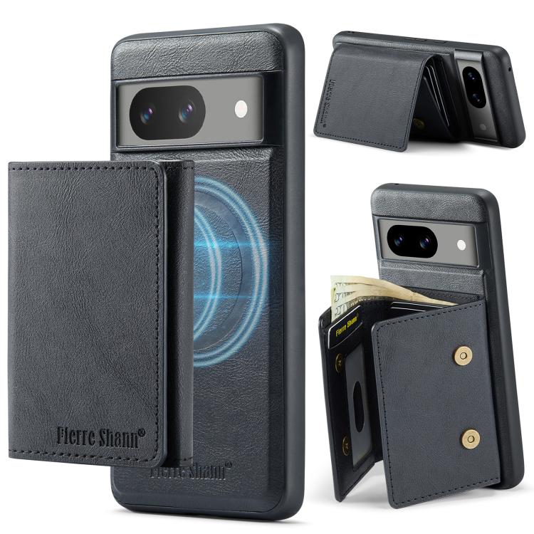 For Google Pixel 7 Fierre Shann 2 in 1 Holder RFID Card Slot Wallet MagSafe Phone Case