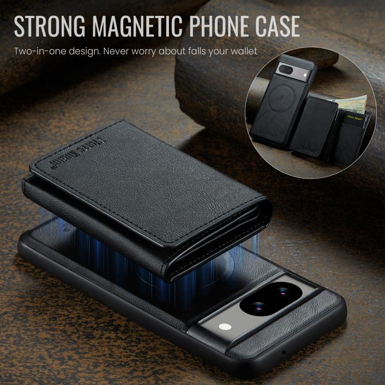 For Google Pixel 7 Fierre Shann 2 in 1 Holder RFID Card Slot Wallet MagSafe Phone Case