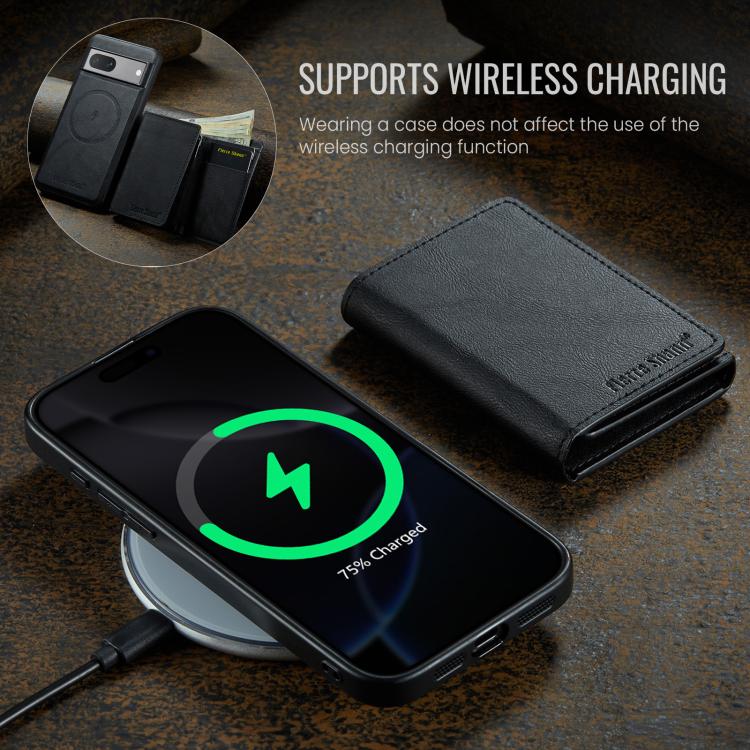 For Google Pixel 7 Fierre Shann 2 in 1 Holder RFID Card Slot Wallet MagSafe Phone Case
