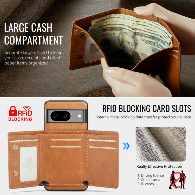 For Google Pixel 7a Fierre Shann 2 in 1 Holder RFID Card Slot Wallet MagSafe Phone Case