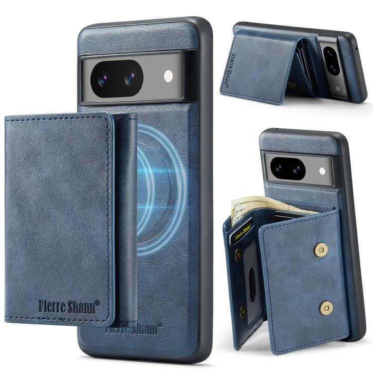 For Google Pixel 7a Fierre Shann 2 in 1 Holder RFID Card Slot Wallet MagSafe Phone Case
