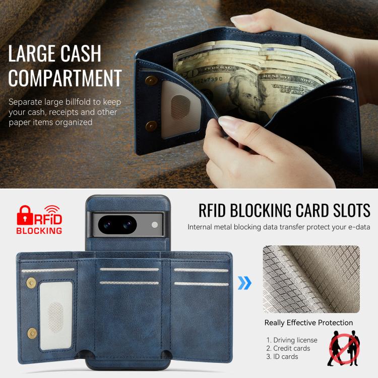 For Google Pixel 7a Fierre Shann 2 in 1 Holder RFID Card Slot Wallet MagSafe Phone Case