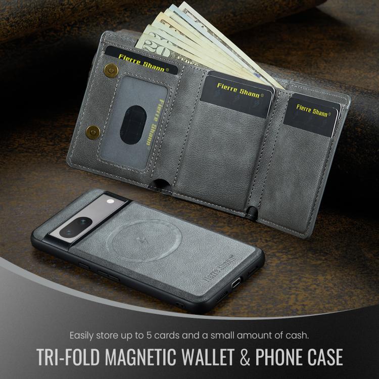 For Google Pixel 7a Fierre Shann 2 in 1 Holder RFID Card Slot Wallet MagSafe Phone Case