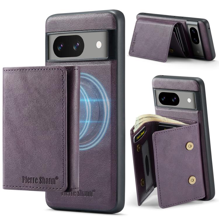 For Google Pixel 7a Fierre Shann 2 in 1 Holder RFID Card Slot Wallet MagSafe Phone Case