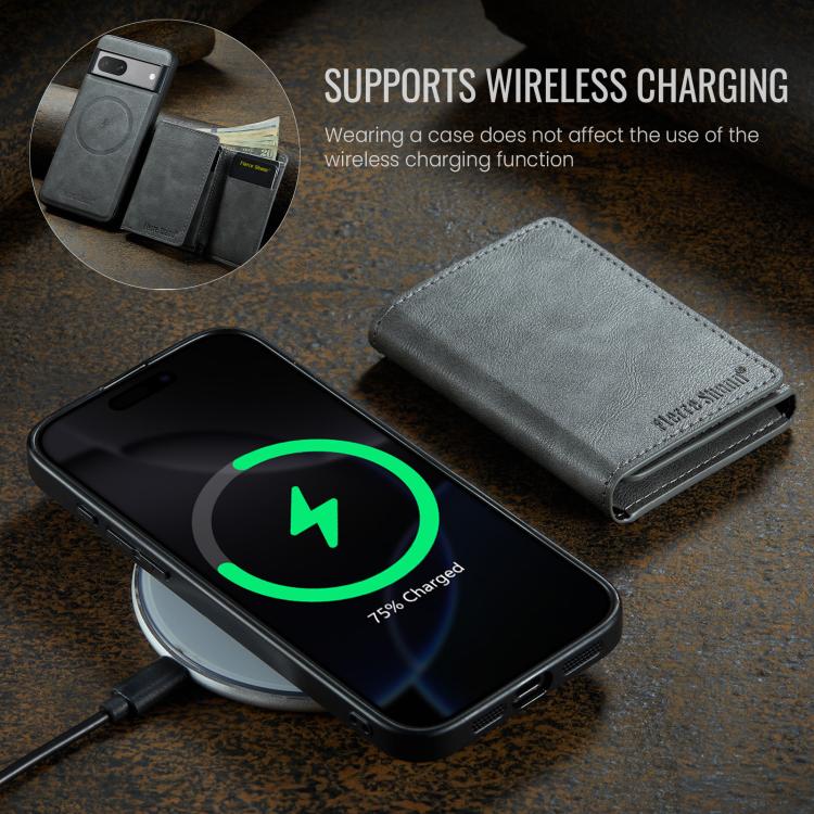 For Google Pixel 8 Fierre Shann 2 in 1 Holder RFID Card Slot Wallet MagSafe Phone Case
