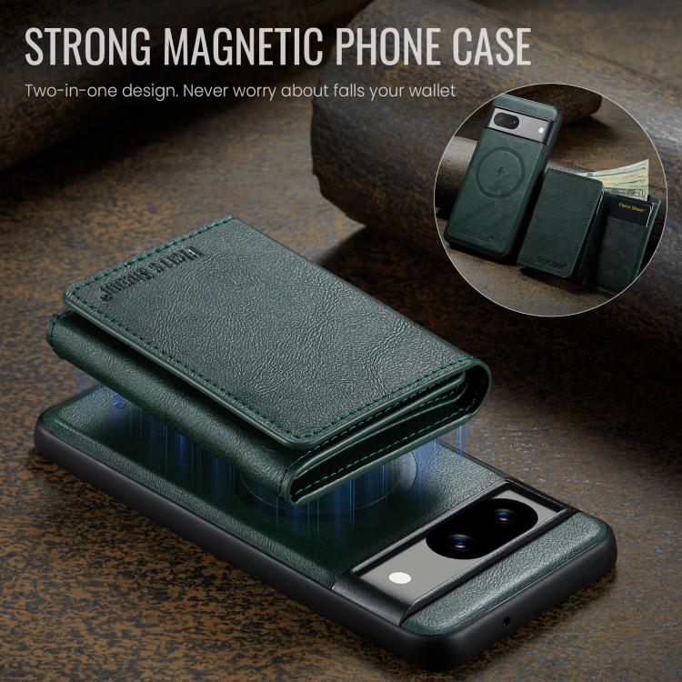 For Google Pixel 8a Fierre Shann 2 in 1 Holder RFID Card Slot Wallet MagSafe Phone Case