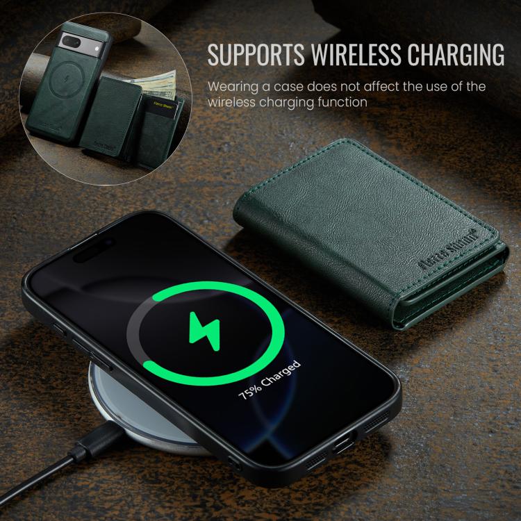 For Google Pixel 8a Fierre Shann 2 in 1 Holder RFID Card Slot Wallet MagSafe Phone Case