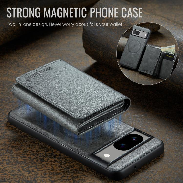 For Google Pixel 8a Fierre Shann 2 in 1 Holder RFID Card Slot Wallet MagSafe Phone Case