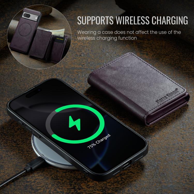 For Google Pixel 8a Fierre Shann 2 in 1 Holder RFID Card Slot Wallet MagSafe Phone Case