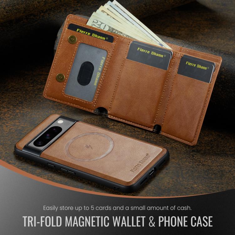 For Google Pixel 7 Pro Fierre Shann 2 in 1 Holder RFID Card Slot Wallet MagSafe Phone Case