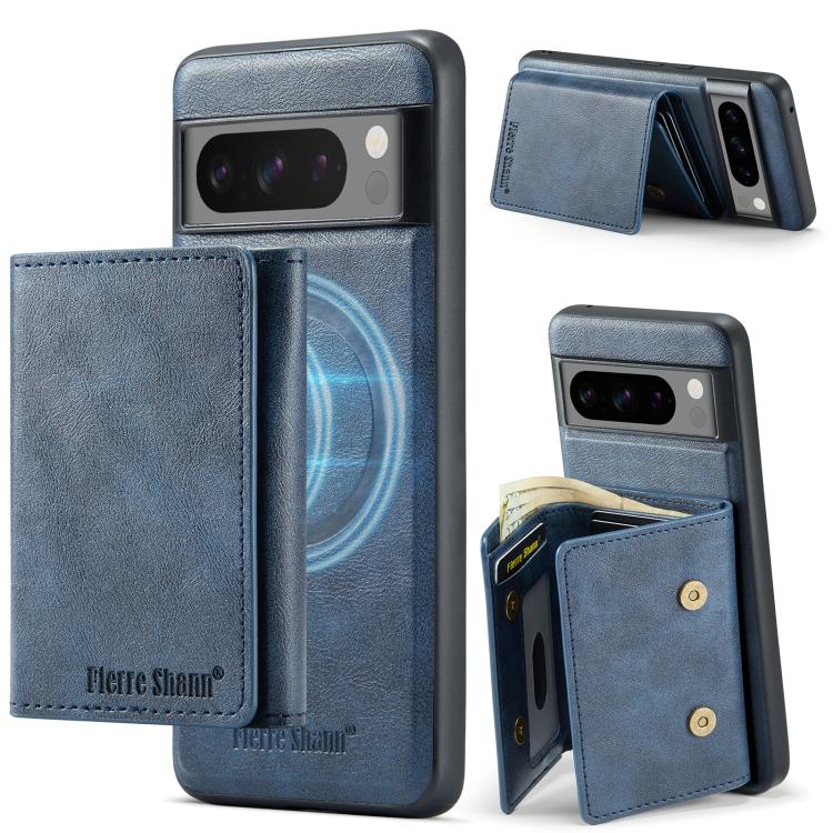 For Google Pixel 7 Pro Fierre Shann 2 in 1 Holder RFID Card Slot Wallet MagSafe Phone Case
