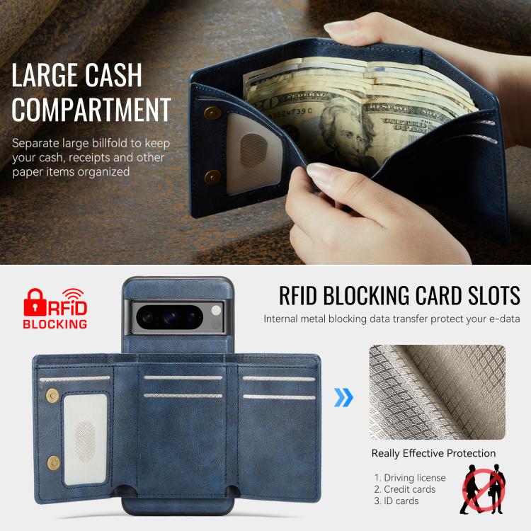 For Google Pixel 7 Pro Fierre Shann 2 in 1 Holder RFID Card Slot Wallet MagSafe Phone Case