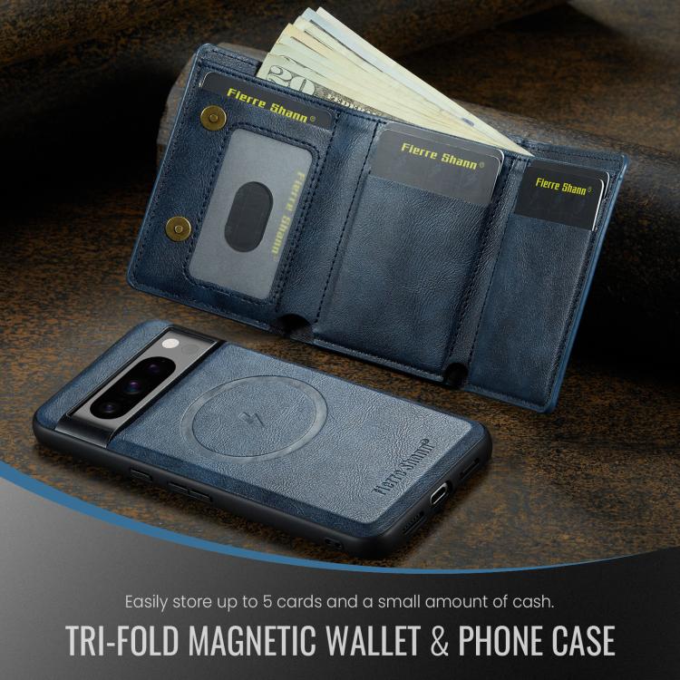 For Google Pixel 7 Pro Fierre Shann 2 in 1 Holder RFID Card Slot Wallet MagSafe Phone Case