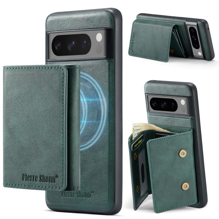For Google Pixel 7 Pro Fierre Shann 2 in 1 Holder RFID Card Slot Wallet MagSafe Phone Case