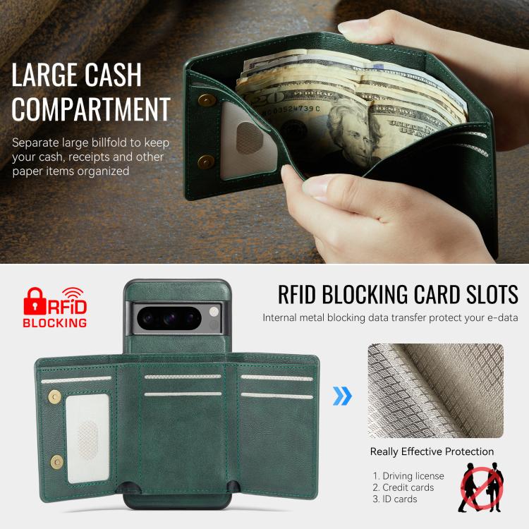 For Google Pixel 7 Pro Fierre Shann 2 in 1 Holder RFID Card Slot Wallet MagSafe Phone Case