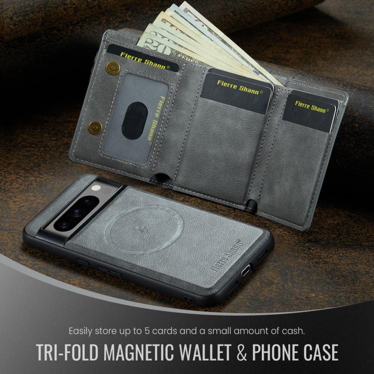 For Google Pixel 7 Pro Fierre Shann 2 in 1 Holder RFID Card Slot Wallet MagSafe Phone Case