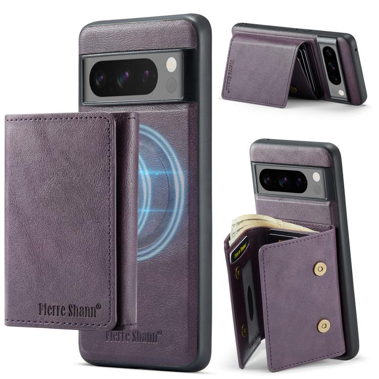 For Google Pixel 7 Pro Fierre Shann 2 in 1 Holder RFID Card Slot Wallet MagSafe Phone Case