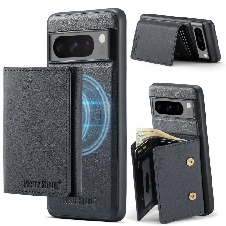 For Google Pixel 7 Pro Fierre Shann 2 in 1 Holder RFID Card Slot Wallet MagSafe Phone Case