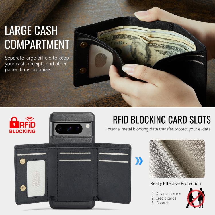 For Google Pixel 7 Pro Fierre Shann 2 in 1 Holder RFID Card Slot Wallet MagSafe Phone Case