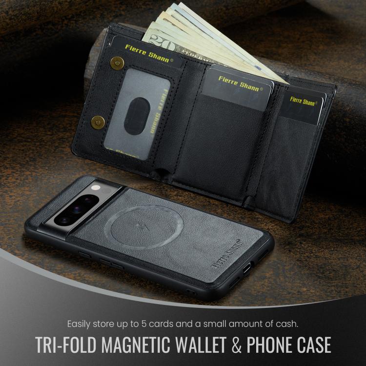 For Google Pixel 7 Pro Fierre Shann 2 in 1 Holder RFID Card Slot Wallet MagSafe Phone Case