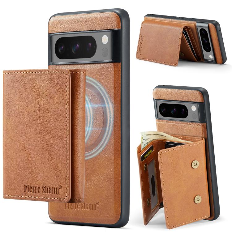 For Google Pixel 8 Pro Fierre Shann 2 in 1 Holder RFID Card Slot Wallet MagSafe Phone Case