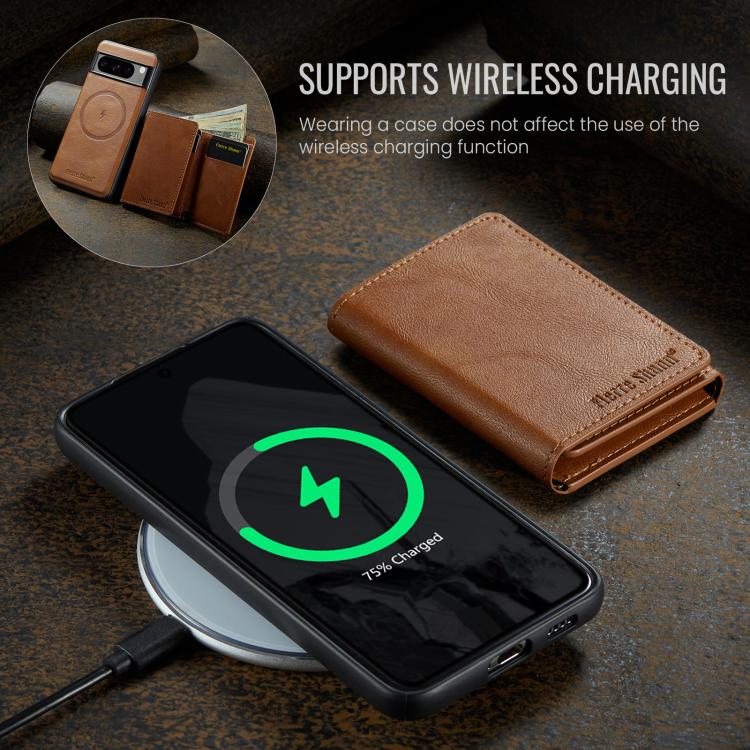 For Google Pixel 8 Pro Fierre Shann 2 in 1 Holder RFID Card Slot Wallet MagSafe Phone Case