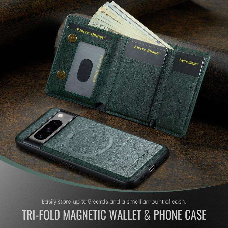For Google Pixel 8 Pro Fierre Shann 2 in 1 Holder RFID Card Slot Wallet MagSafe Phone Case