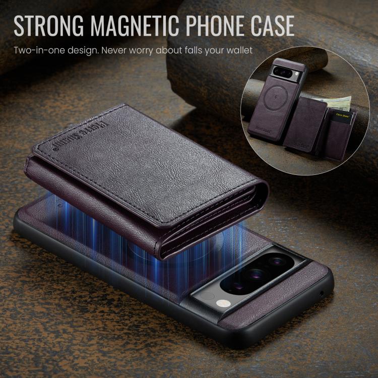 For Google Pixel 8 Pro Fierre Shann 2 in 1 Holder RFID Card Slot Wallet MagSafe Phone Case