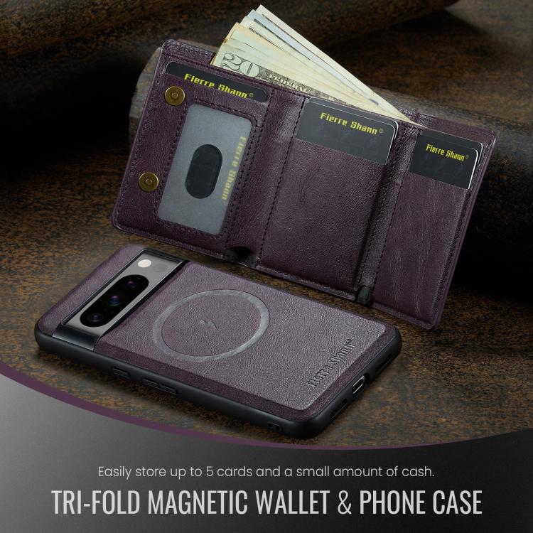 For Google Pixel 8 Pro Fierre Shann 2 in 1 Holder RFID Card Slot Wallet MagSafe Phone Case