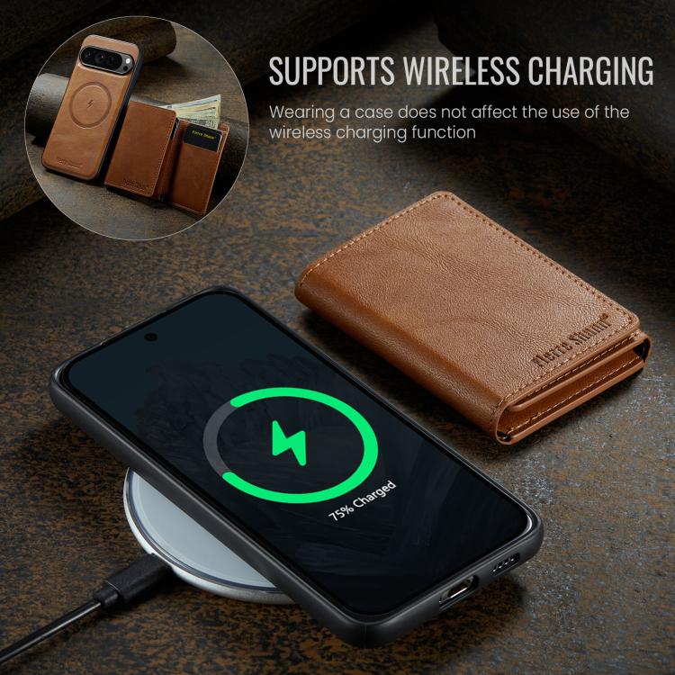 For Google Pixel 9 Pro XL Fierre Shann 2 in 1 Holder RFID Card Slot Wallet MagSafe Phone Case