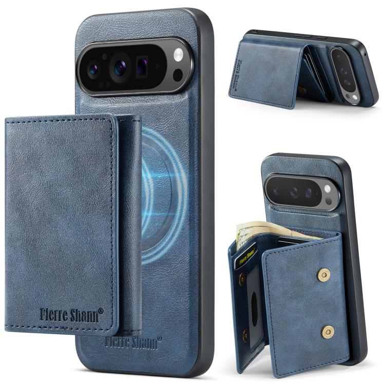 For Google Pixel 9 Pro XL Fierre Shann 2 in 1 Holder RFID Card Slot Wallet MagSafe Phone Case