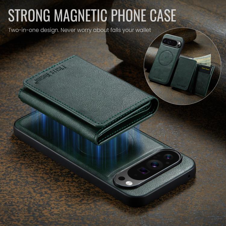 For Google Pixel 9 Pro XL Fierre Shann 2 in 1 Holder RFID Card Slot Wallet MagSafe Phone Case