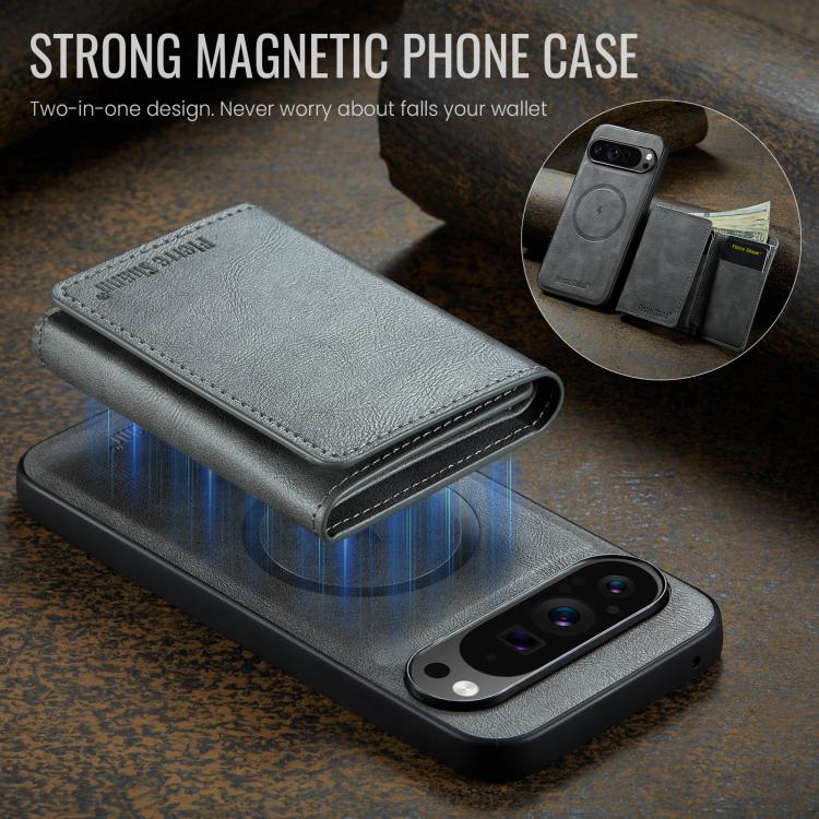 For Google Pixel 9 Pro XL Fierre Shann 2 in 1 Holder RFID Card Slot Wallet MagSafe Phone Case
