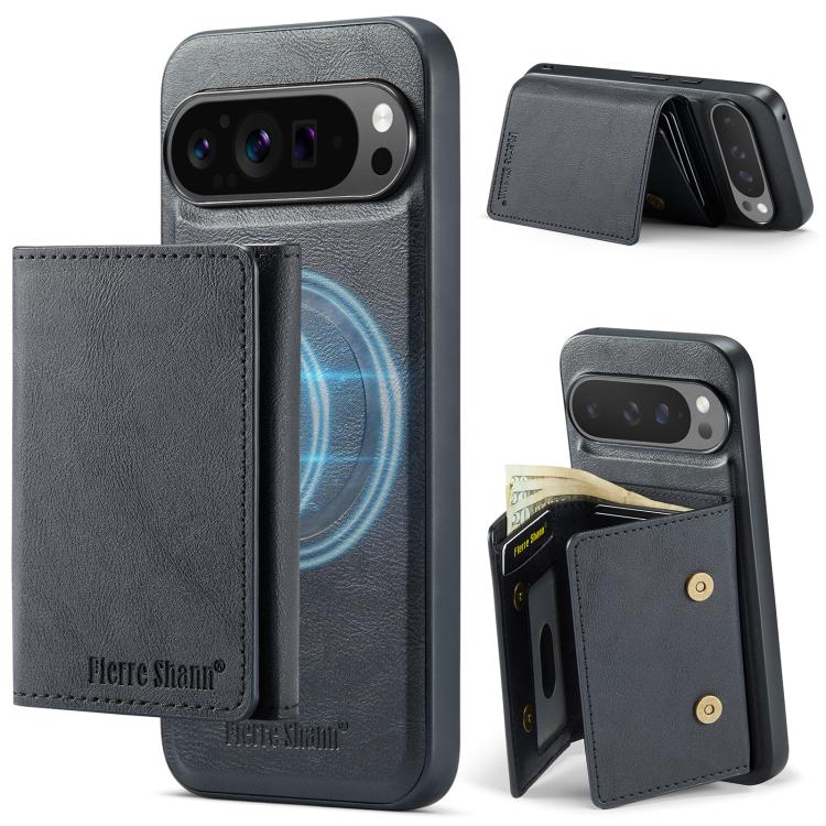 For Google Pixel 9 Pro XL Fierre Shann 2 in 1 Holder RFID Card Slot Wallet MagSafe Phone Case