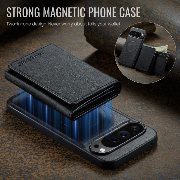 For Google Pixel 9 Pro XL Fierre Shann 2 in 1 Holder RFID Card Slot Wallet MagSafe Phone Case