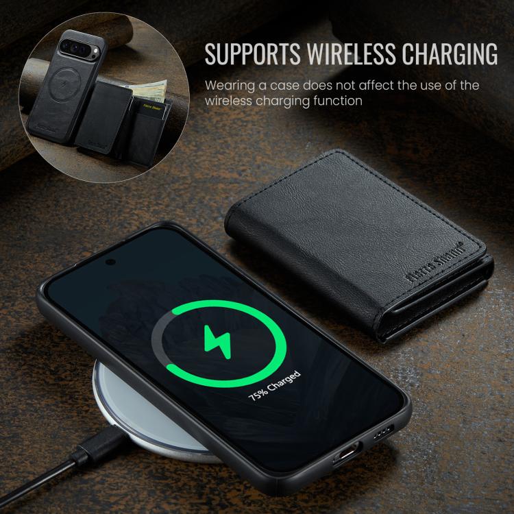 For Google Pixel 9 Pro XL Fierre Shann 2 in 1 Holder RFID Card Slot Wallet MagSafe Phone Case