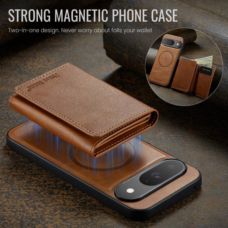 For Google Pixel 9 Pro / 9 Fierre Shann 2 in 1 Holder RFID Card Slot Wallet MagSafe Phone Case