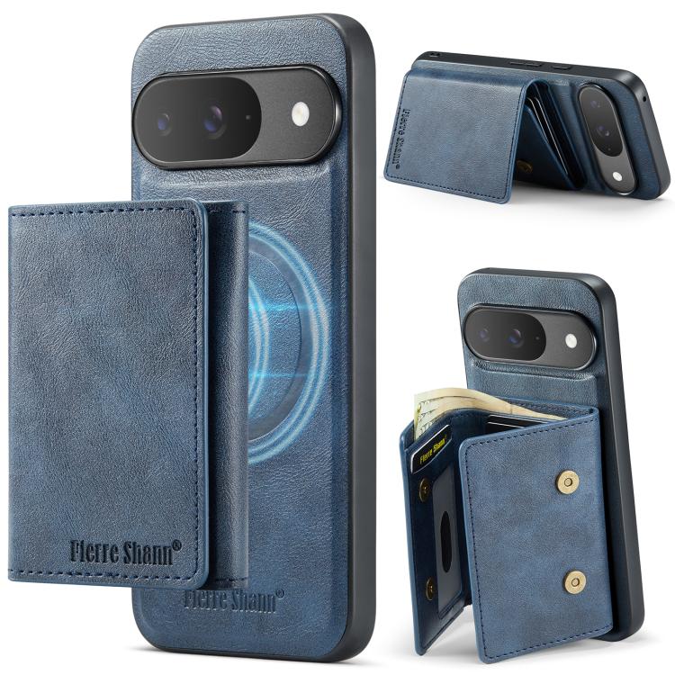 For Google Pixel 9 Pro / 9 Fierre Shann 2 in 1 Holder RFID Card Slot Wallet MagSafe Phone Case