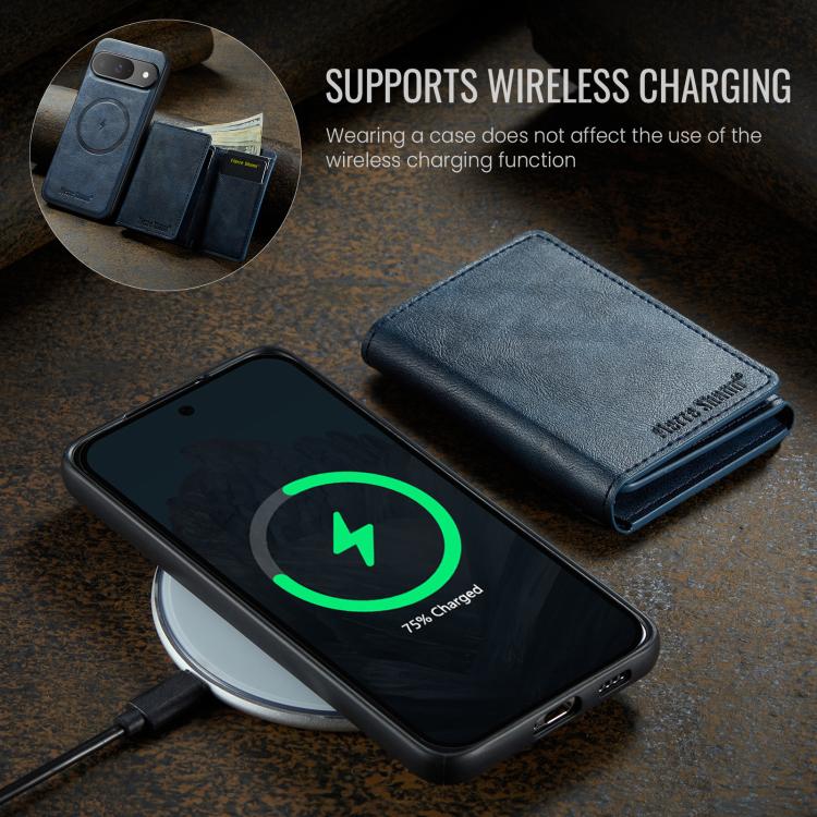 For Google Pixel 9 Pro / 9 Fierre Shann 2 in 1 Holder RFID Card Slot Wallet MagSafe Phone Case