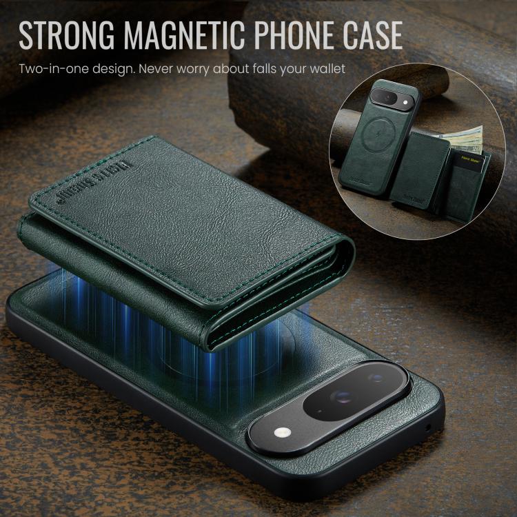 For Google Pixel 9 Pro / 9 Fierre Shann 2 in 1 Holder RFID Card Slot Wallet MagSafe Phone Case