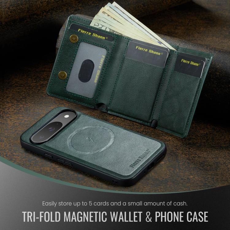 For Google Pixel 9 Pro / 9 Fierre Shann 2 in 1 Holder RFID Card Slot Wallet MagSafe Phone Case