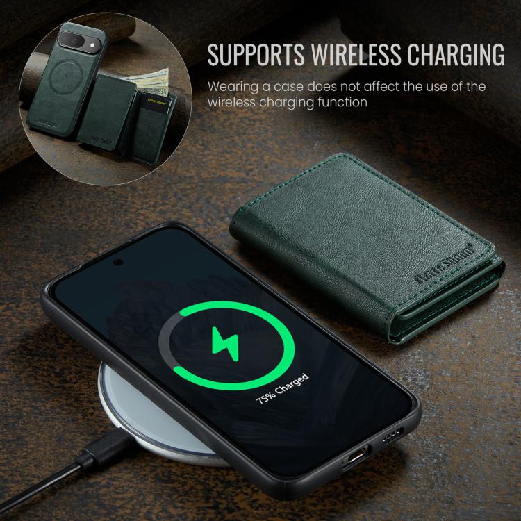 For Google Pixel 9 Pro / 9 Fierre Shann 2 in 1 Holder RFID Card Slot Wallet MagSafe Phone Case