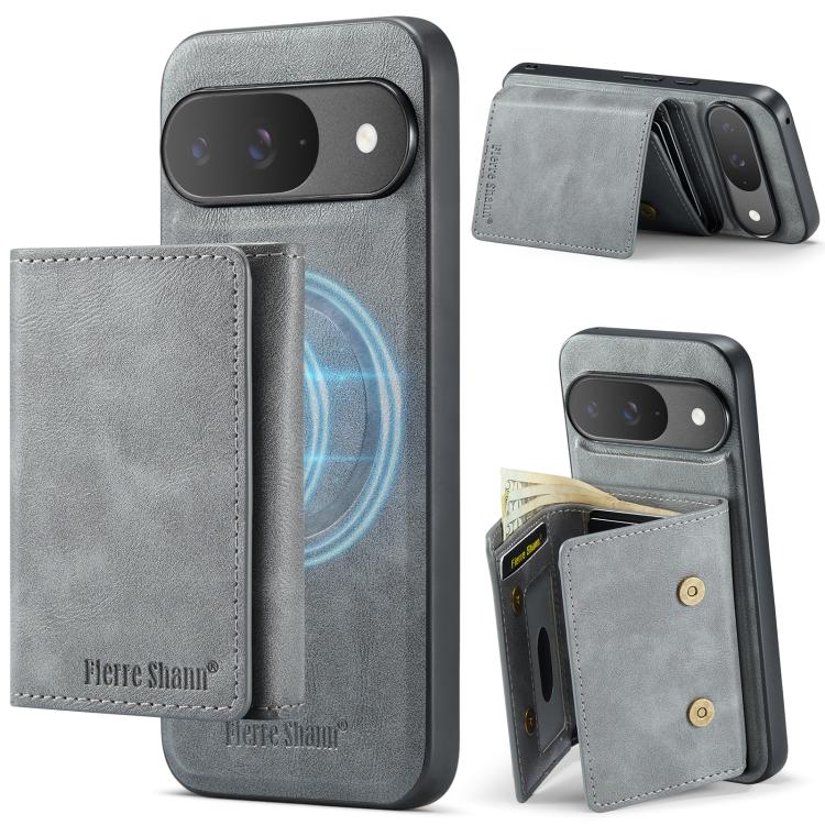 For Google Pixel 9 Pro / 9 Fierre Shann 2 in 1 Holder RFID Card Slot Wallet MagSafe Phone Case
