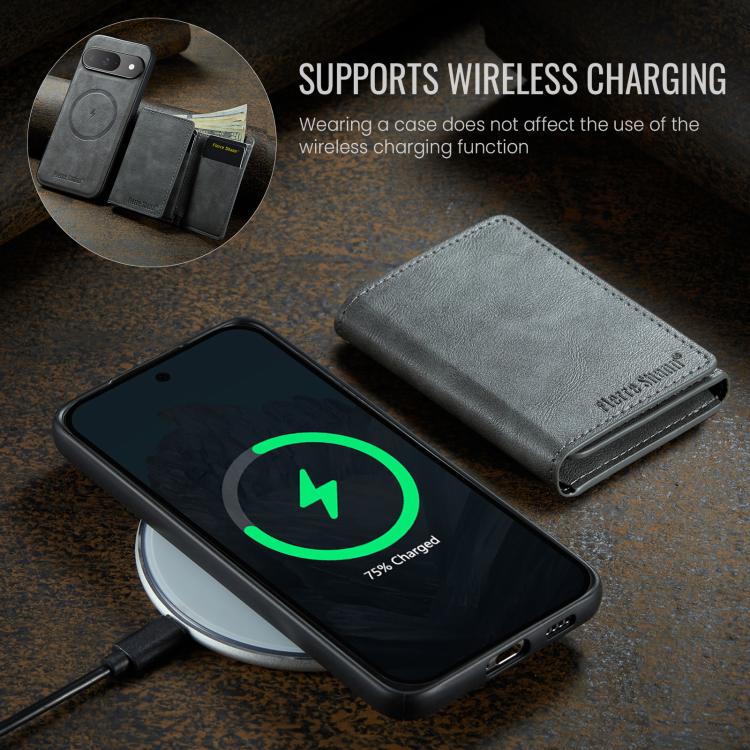 For Google Pixel 9 Pro / 9 Fierre Shann 2 in 1 Holder RFID Card Slot Wallet MagSafe Phone Case